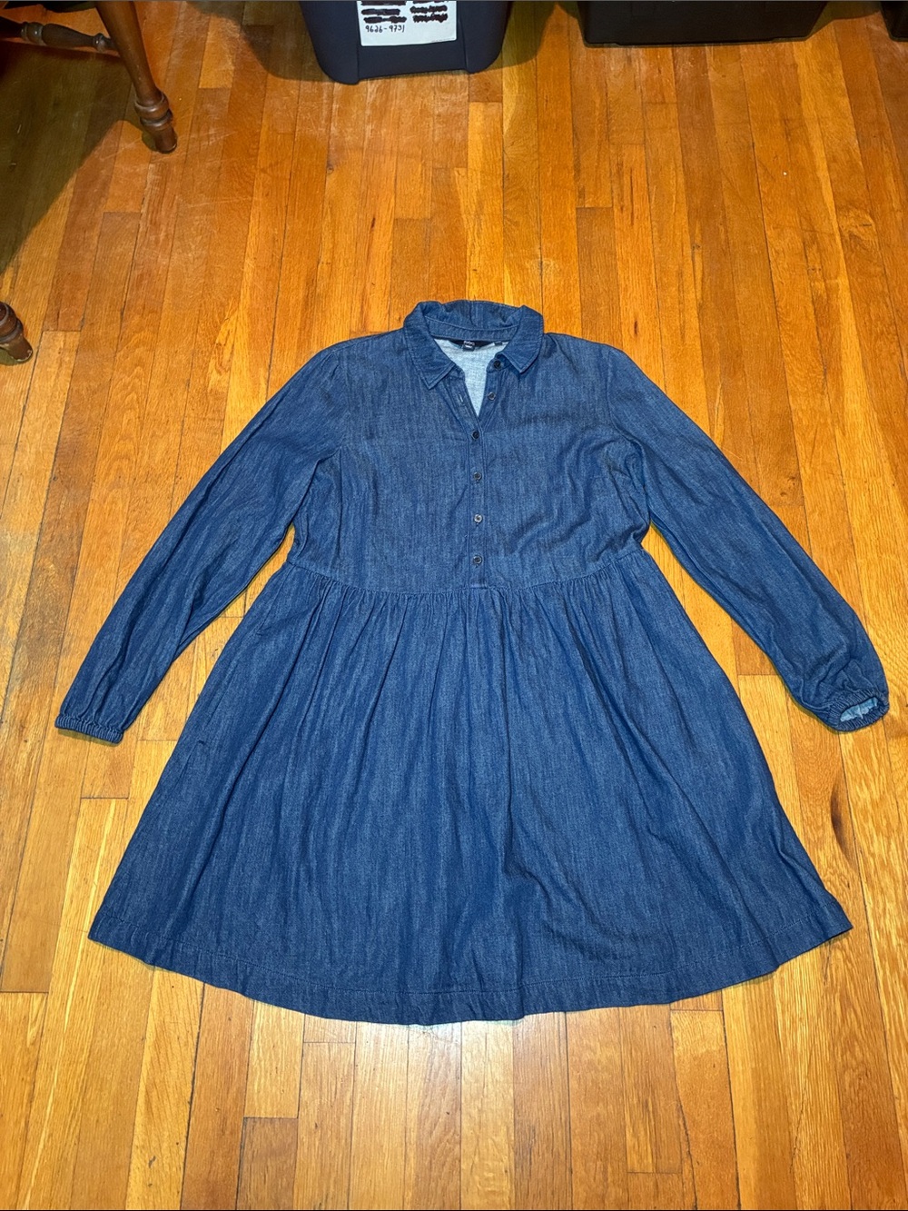 Boden Denim Long Sleeve A-Line Shirt Dress in Dark Wash Blue, Women’s size 10 - Picture 2 of 15